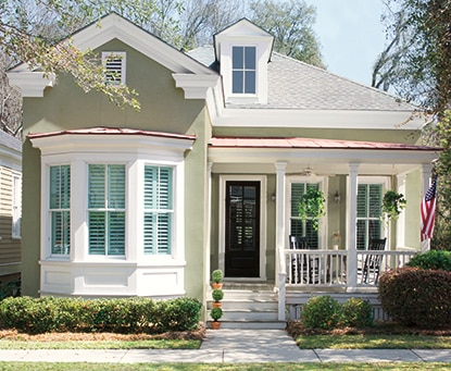 Green home exterior painted with Coronado Cryli Cote® Green home exterior painted with Coronado Cryli Cote®